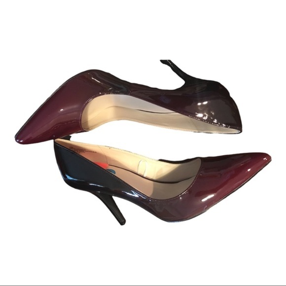 Nine West burgundy Ombre glossy Patent Leather stiletto‎ pump heels Size 10 new - Picture 3 of 12